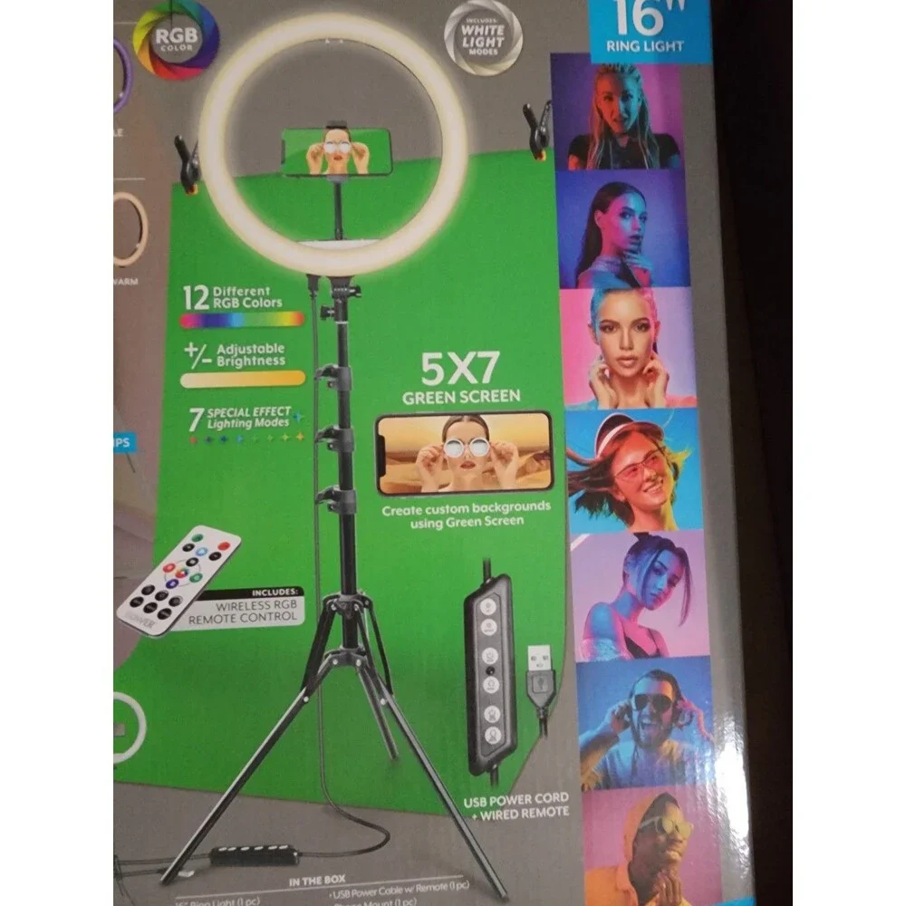 Bower Content Creator Kit with16-inch RGB Ring Light,62